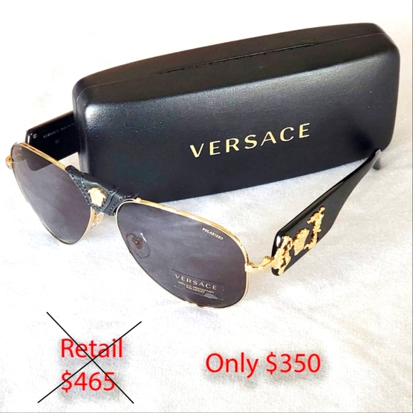 VERSACE Black & Gold Baroque Sunglasses - Picture 1 of 5